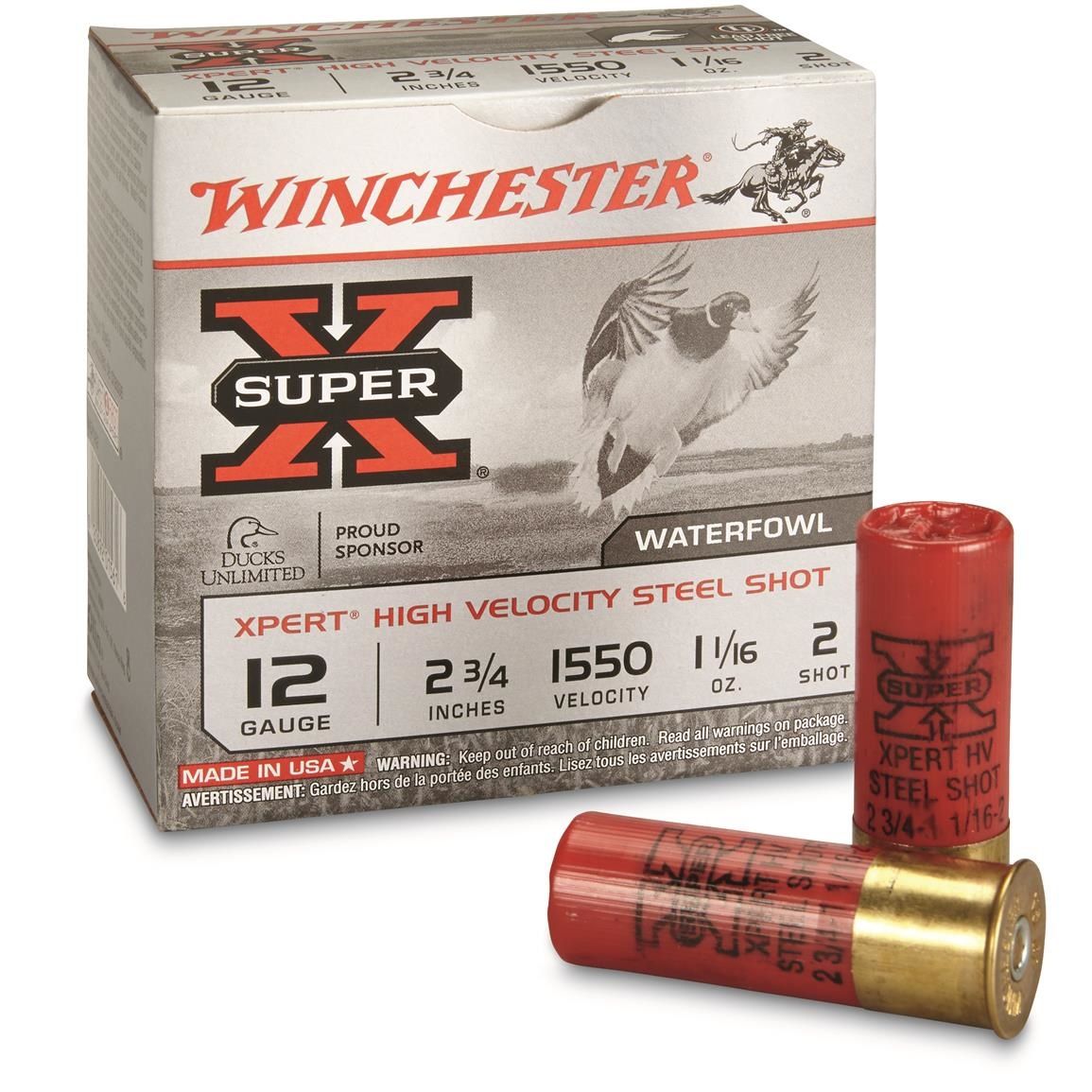 Winchester Super-X Xpert Shotshell 12 GA 2-3/4" No. 2, 1-1/16oz, 1550 fps 25ct