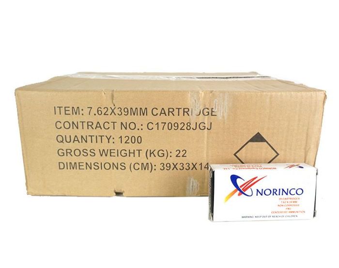 Norinco 7.62x39mm 122GR FMC 1200ct Non Corrosive