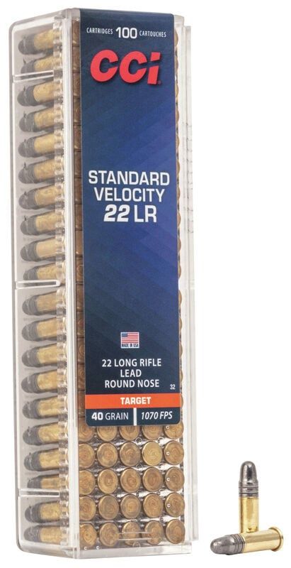 CCI Standard Velocity Rimfire Ammo 22LR LRN 40 GR 100 Rounds