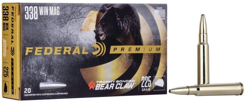 Federal Premium 338 Win Mag 225GR Trophy Bonded Bear Claw 20ct