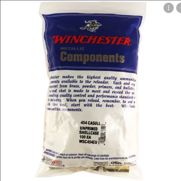 Winchester 454 Casull Unprimed Brass Per/100