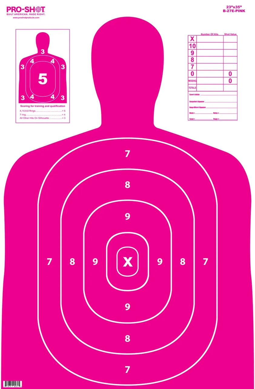 Pro-Shot B-27E Pink 6PK 23" x 35" Silhouette Target