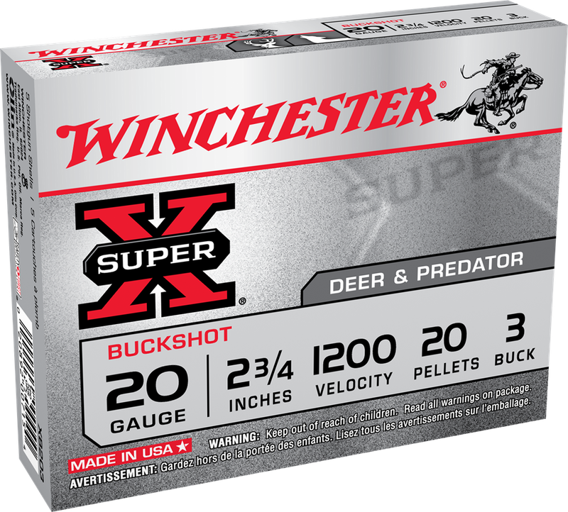 20 GA 2.75" 3 Buck 20 Pellets 5 Rounds