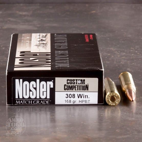 Nosler Match 308 WIN 168GR Custom Competition HPBT
