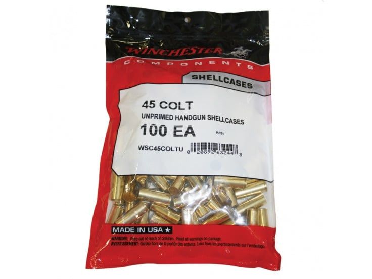Winchester 45 Colt Unprimed Brass 100ct