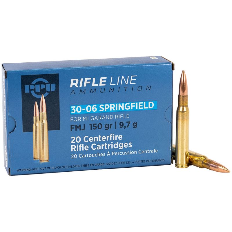 PPU Rifle Ammo 30-06 SPR 20 Cartridges 150GR M1 Garand