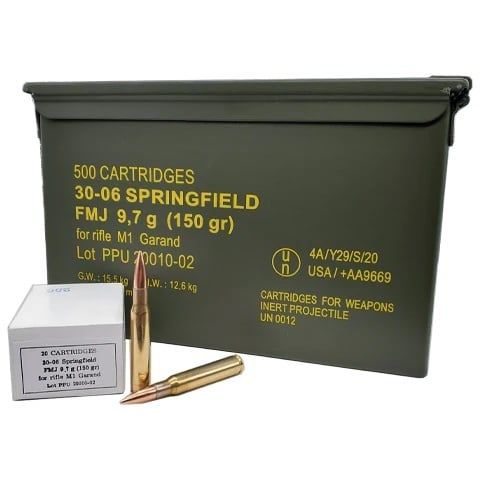 PPU 30-06 SPR 150GR FMJ Metal Can 500 RDS