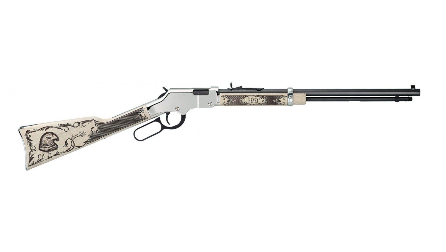 Henry Lever Action 22LR American Eagle Ivor Engraved Silver Reciever 20" 16+1RD