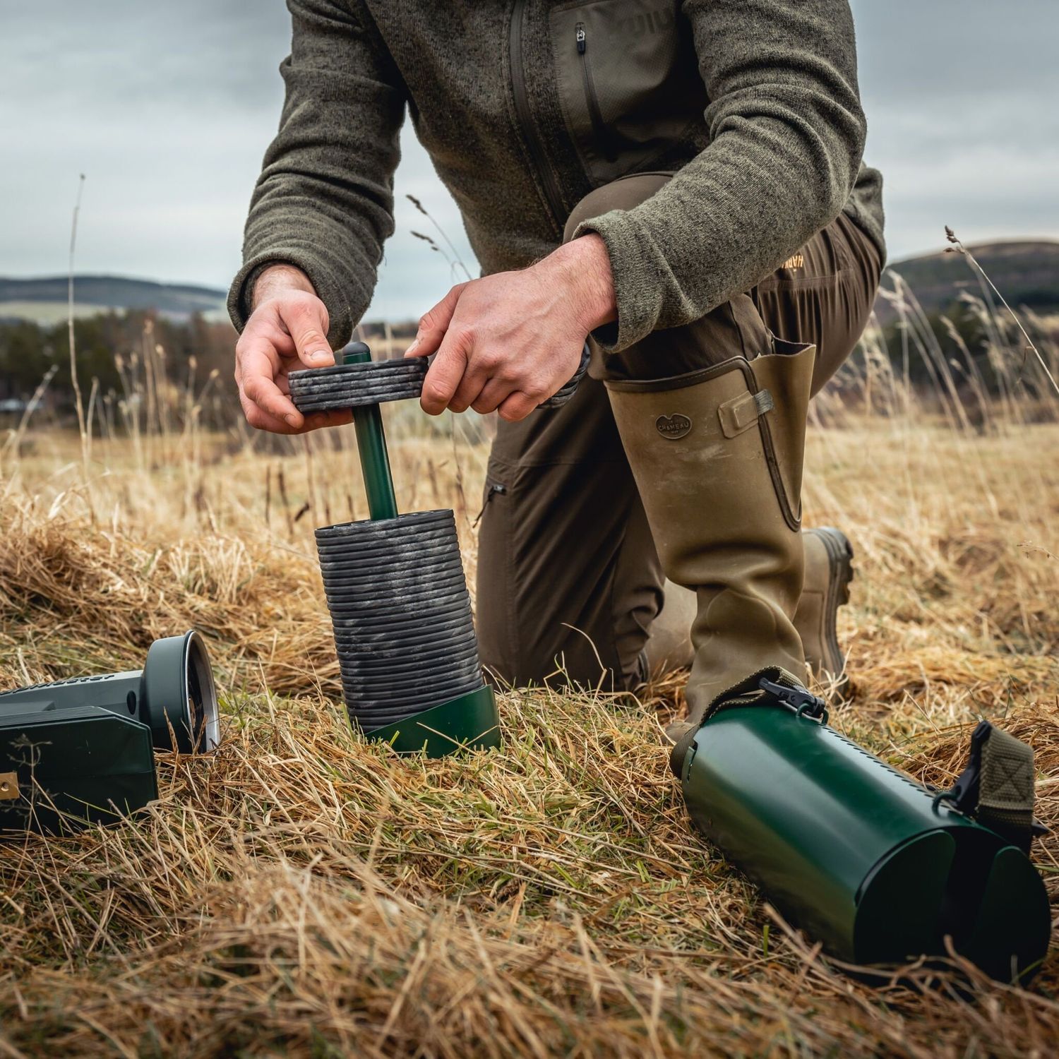 Clay Magazine for Bio-Clays, Holds up to 50 Clays, 4.2 Lbs, Includes shoulder strap, Moss Green