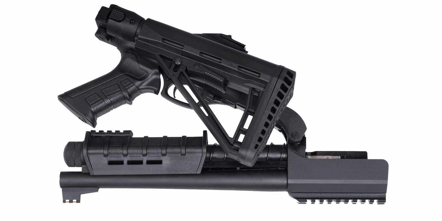 Canuck Folding Enforcer 2 12GA 12", Fibre Optic Front Sights, 3+1, Black