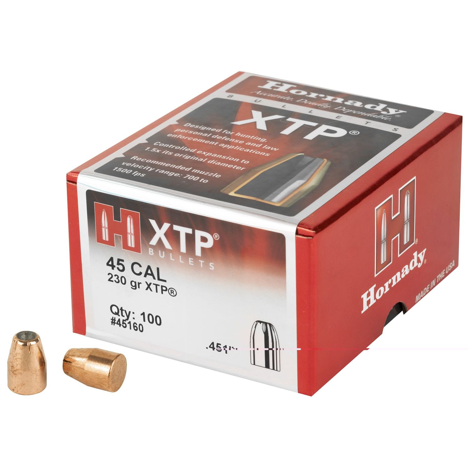 45 CAL 230GR HP/XTP 100 Bullets