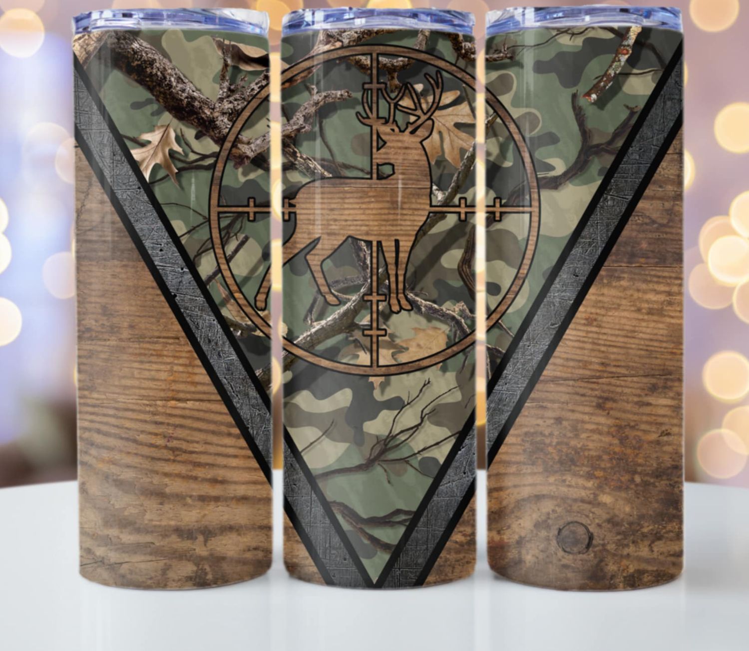20 Oz. Tumbler w/ Metal Straw, Deer design