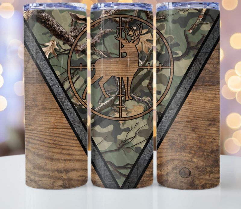 20 Oz. Tumbler w/ Metal Straw, Deer design