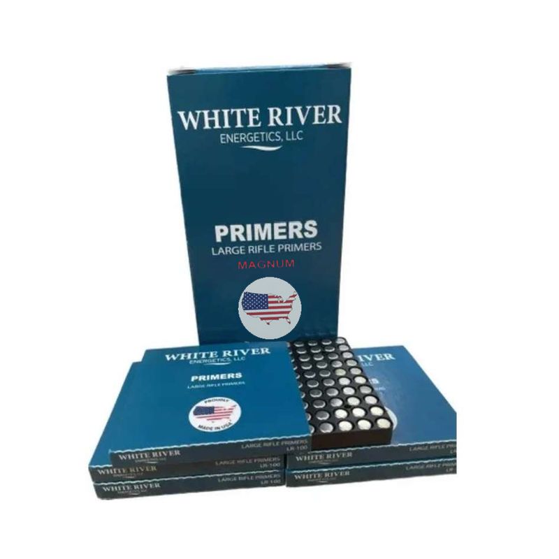 White river Large Rifle Magnum Primers, Nickel-Plated Brass Cup, 1000 per Case