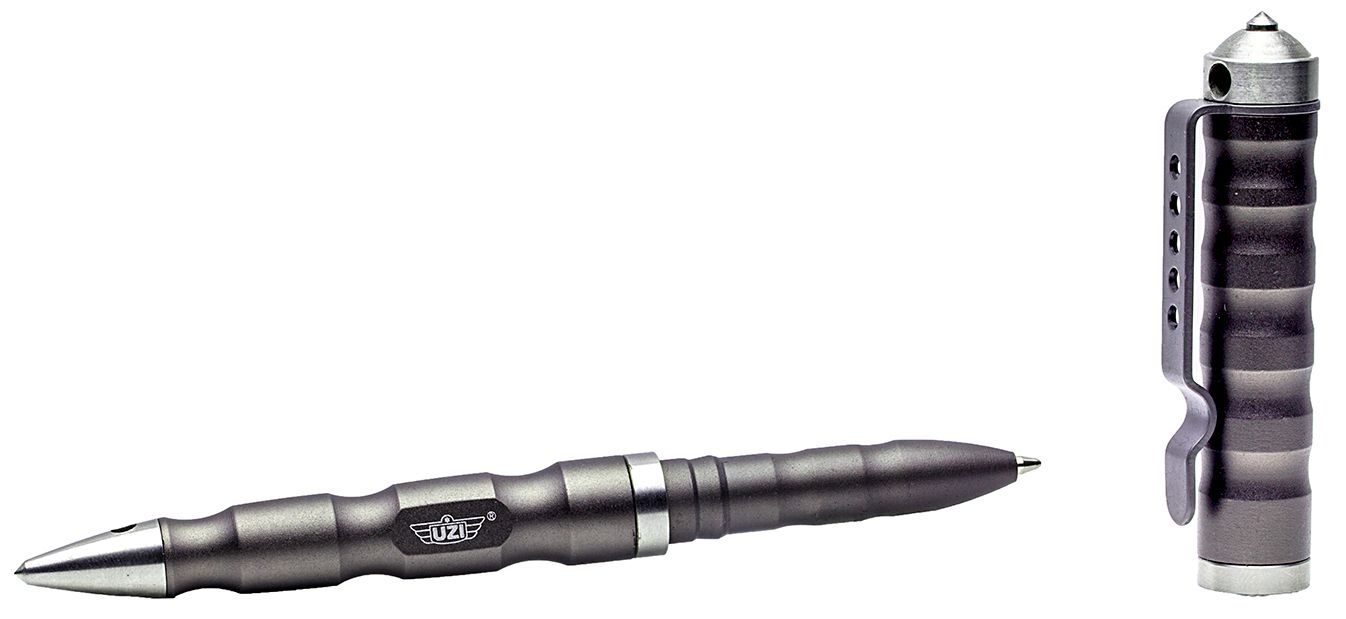 UZI Tactical Pen w/ Glassbreaker/Striking Point, Gun Metal