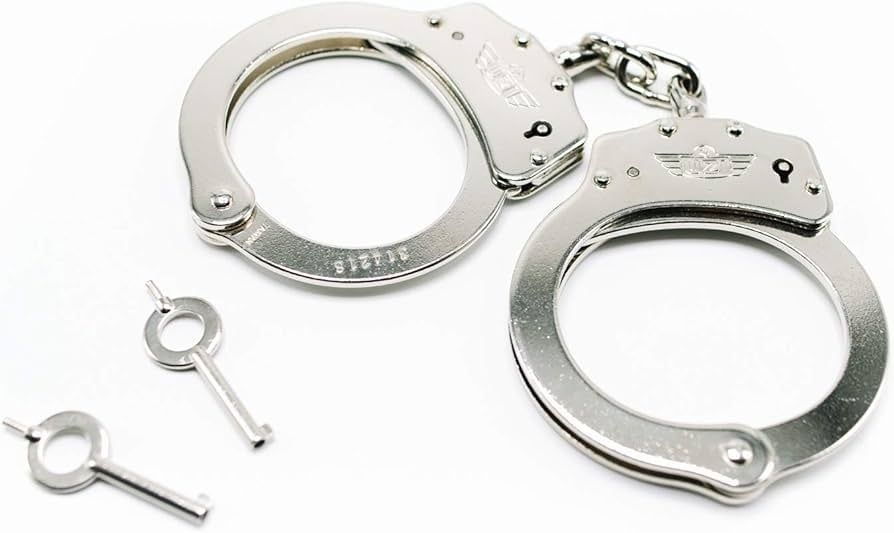 UZI Handcuff, Chain Silver Plated Steel, Two Keys