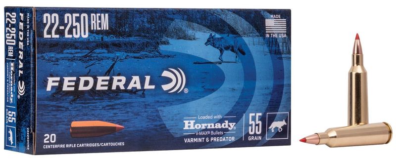 Varmint &amp; Predator 22-250 REM 55GR V-Max 20 Rds