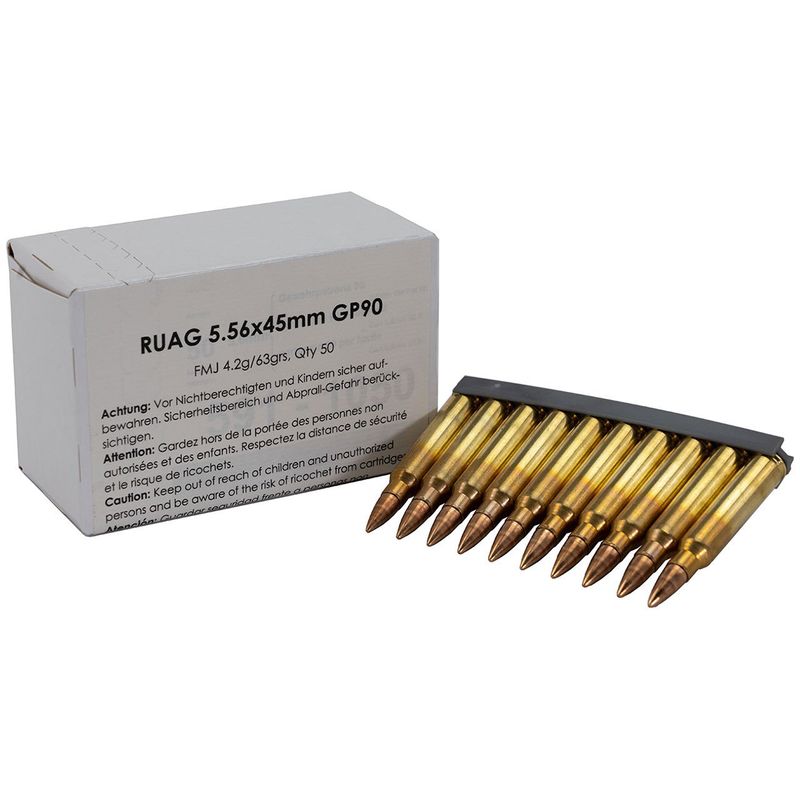 RUAG GP90: 5.56x45mm, 63 gr, FMJ Surplus Ammunition 50 Round Boxes