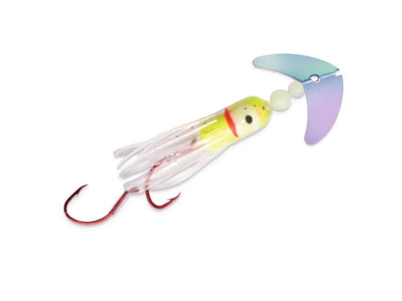 Smile Blade Kokanee Hoochie 1.5" Clr UV/UV Glo Burst/Chrt