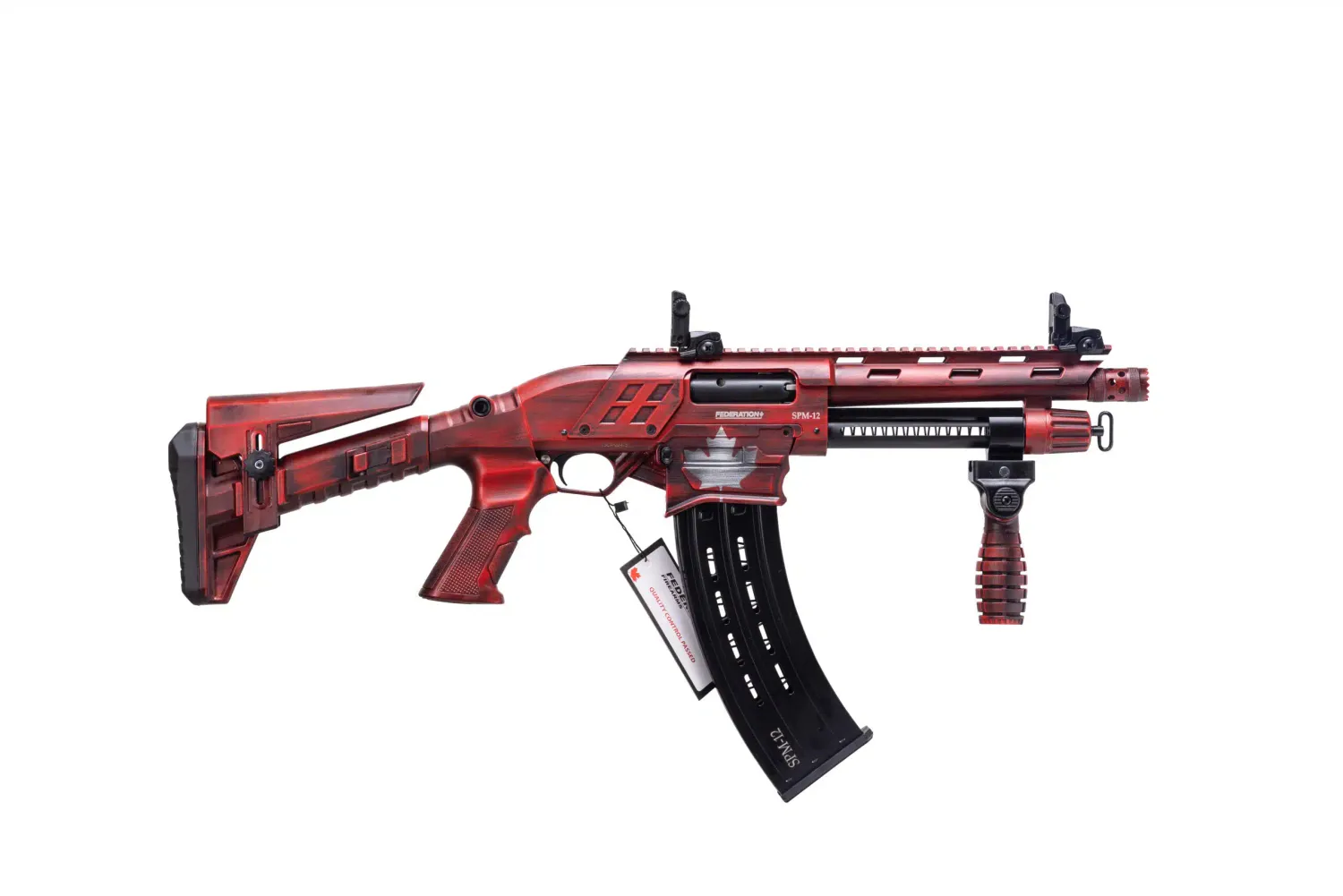 SPM-12, 12GA 3" 9" Barrel, Distressed Red Canada Finish — Siwash Sports