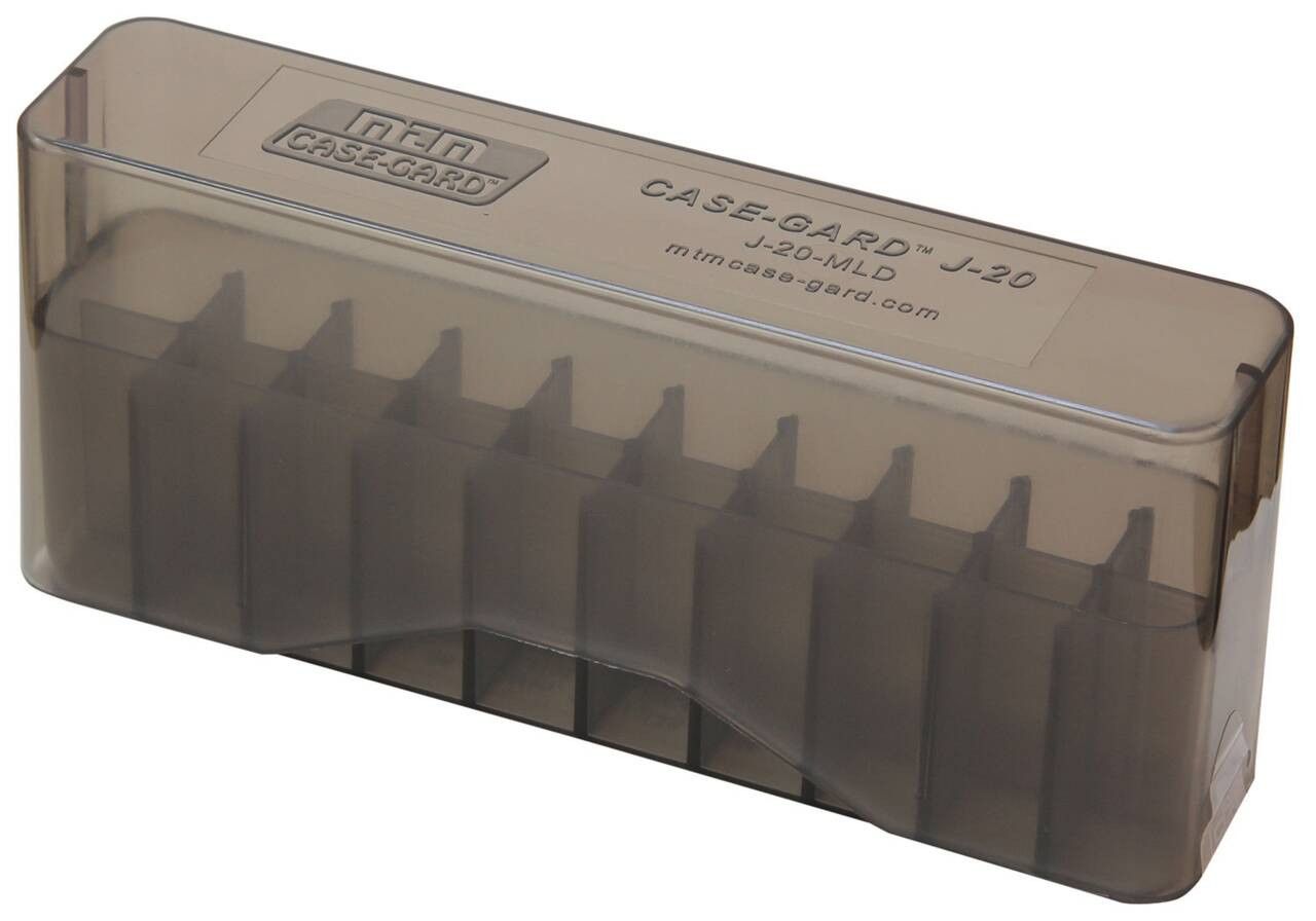 MTM 22- Rd case-Gard Flip Top Ammo Box, Clear Smoke