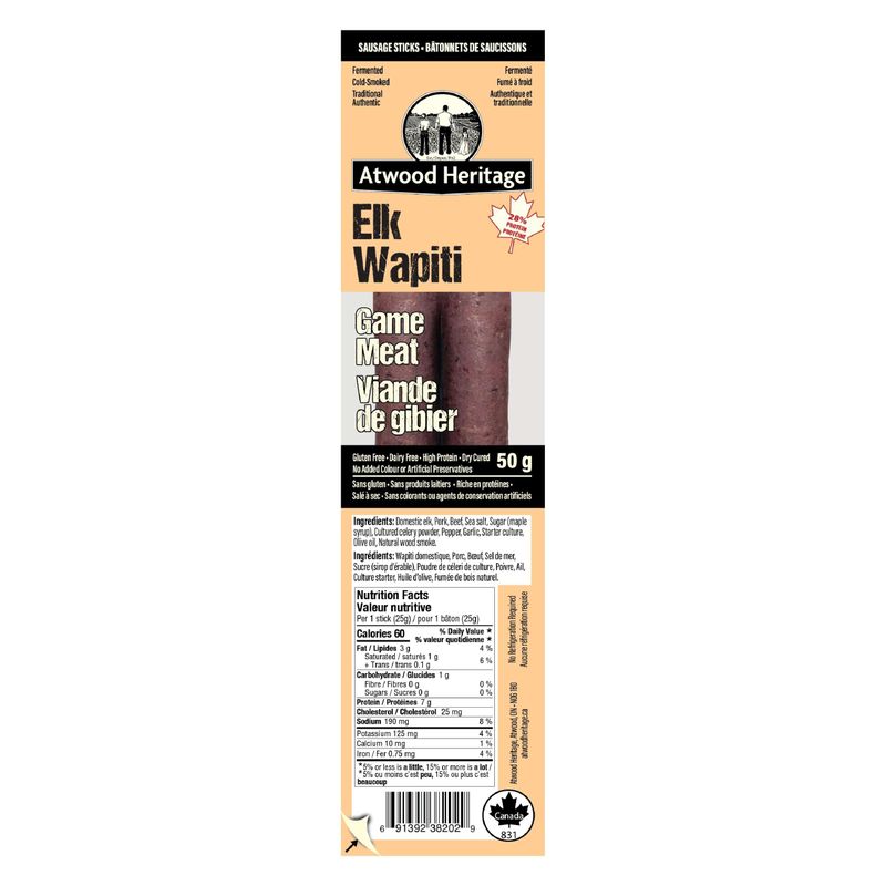 Sausage Snacks - Elk, 50gr, 2 Piece Pack Sausage Snacks - Elk, 50gr, 2 Piece Pack
