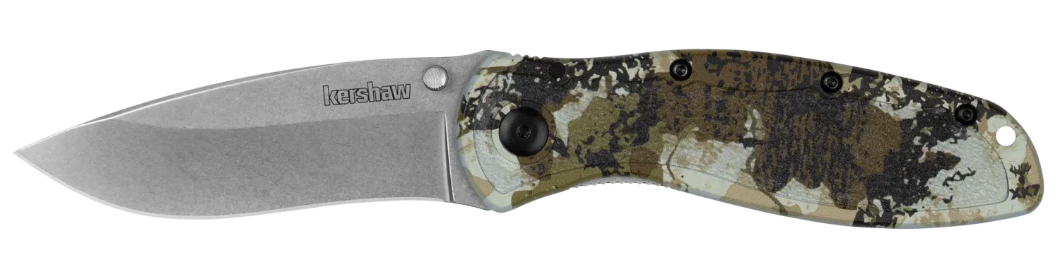Blur Folding Knife, 14C28N Stonewash, Aluminum Kings Camo, 1670KC