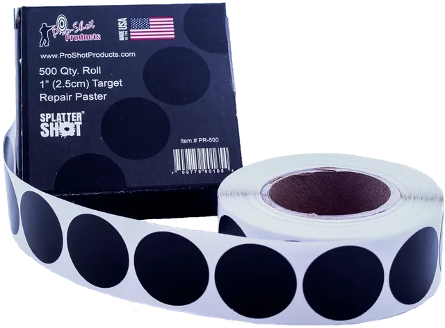 Splatter Shot 1" Repair Patches - 500 Roll Black Paster
