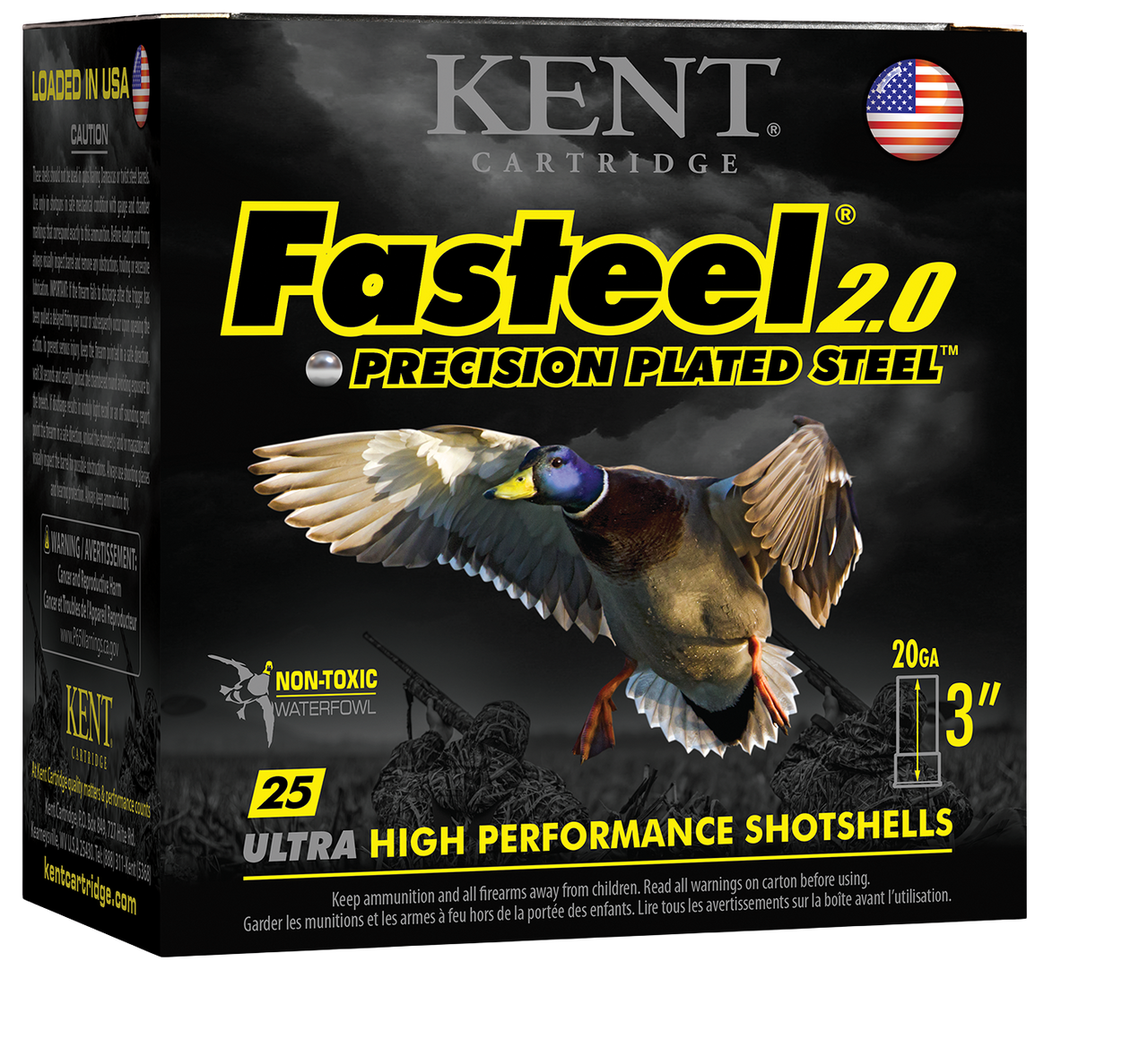 Kent Fasteel+ Precision Plate Steel Waterfowl, 20Ga, 3" 1oz 2/4 Layered Steel Shot 1350FPS - 250 Rds — Siwash Sports