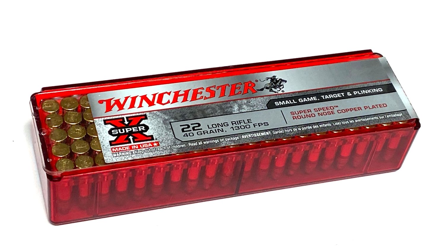 Winchester Super-X 22LR 40Gr Round Nose Copper Plated 100Rds- 1300FPS
