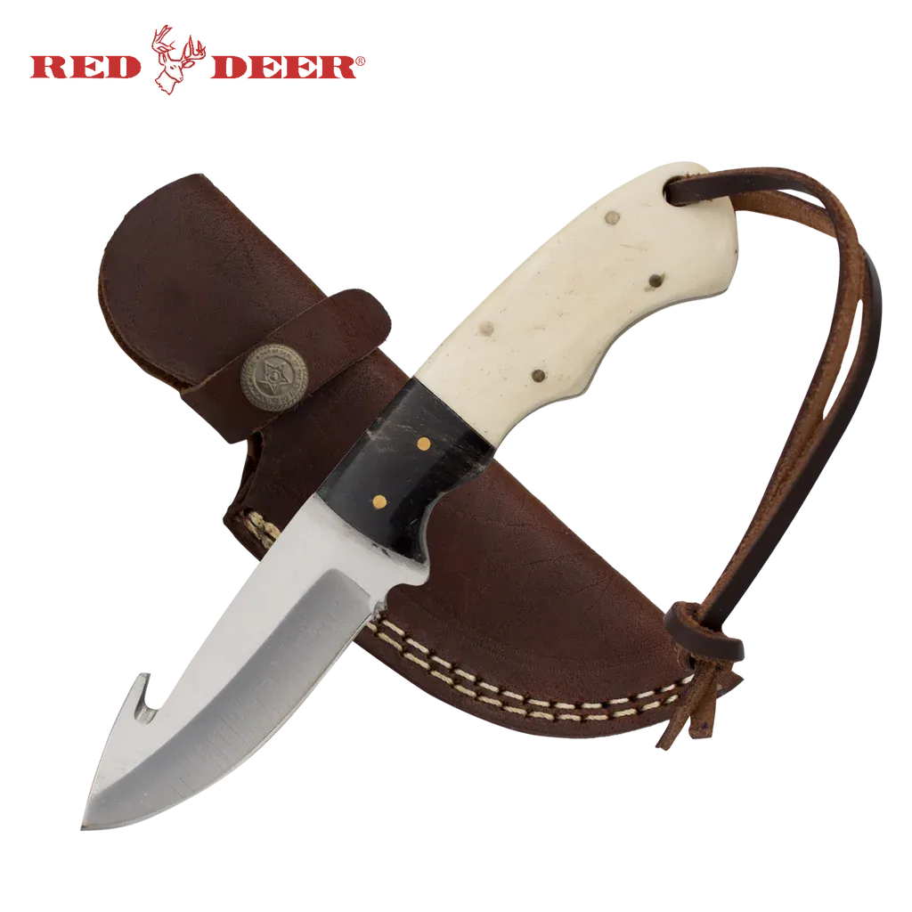 Red Deer Full Tang Gut Hook 7" Bone and Horn