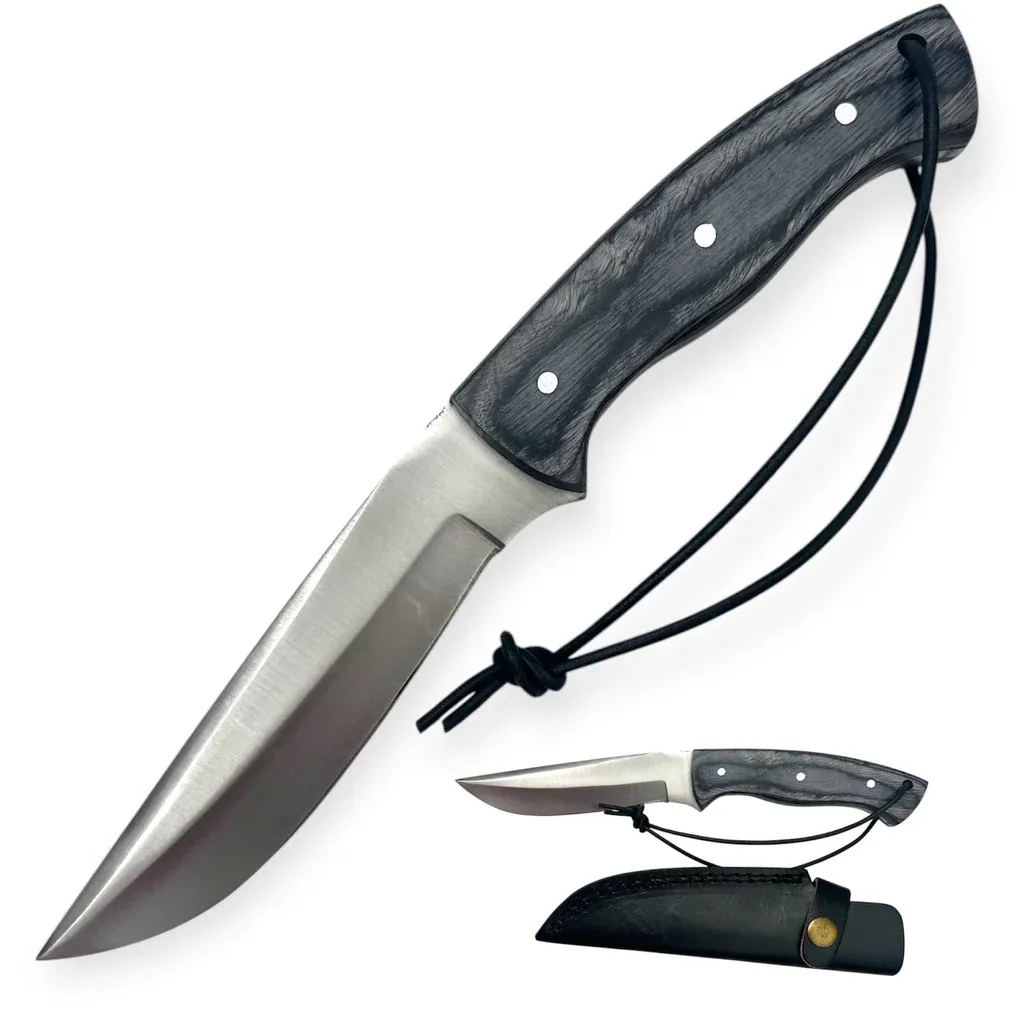 Red Deer 9.5" Hunting Knife Black Wood Handle