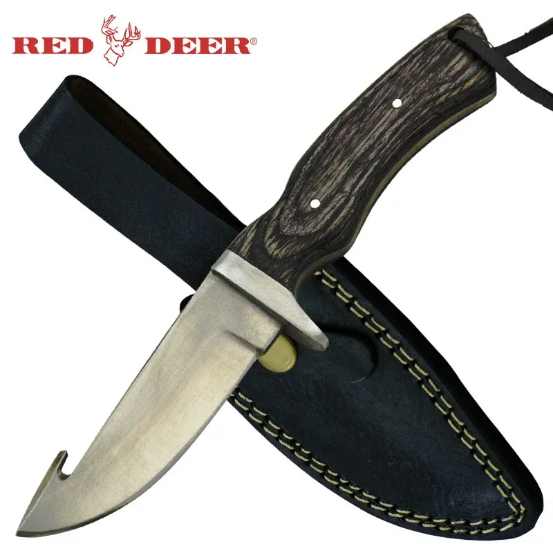 Red Deer 8.5" Gut Hook Knife Wood Handle