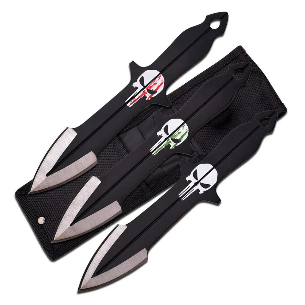 Skull 3 Pc Throwing Knives Set