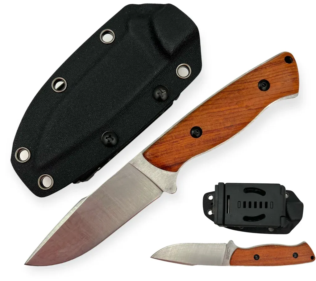 8" Drop Point Wood Handle with Kydex Sheath
