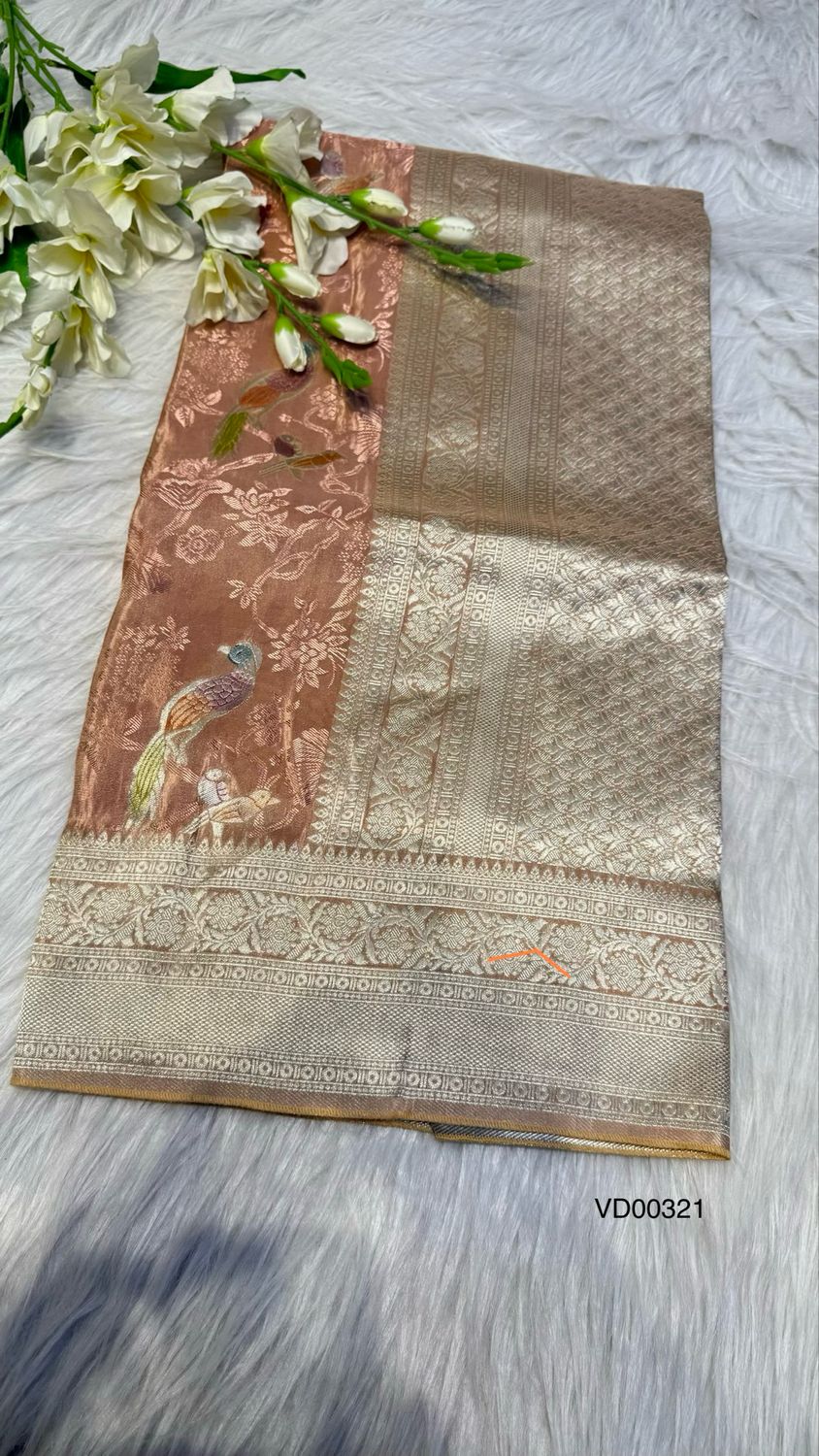 Pattu Light Weigh Tissue With Meena Peacock