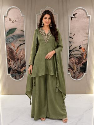 Embroidered Tissue Silk Kurta