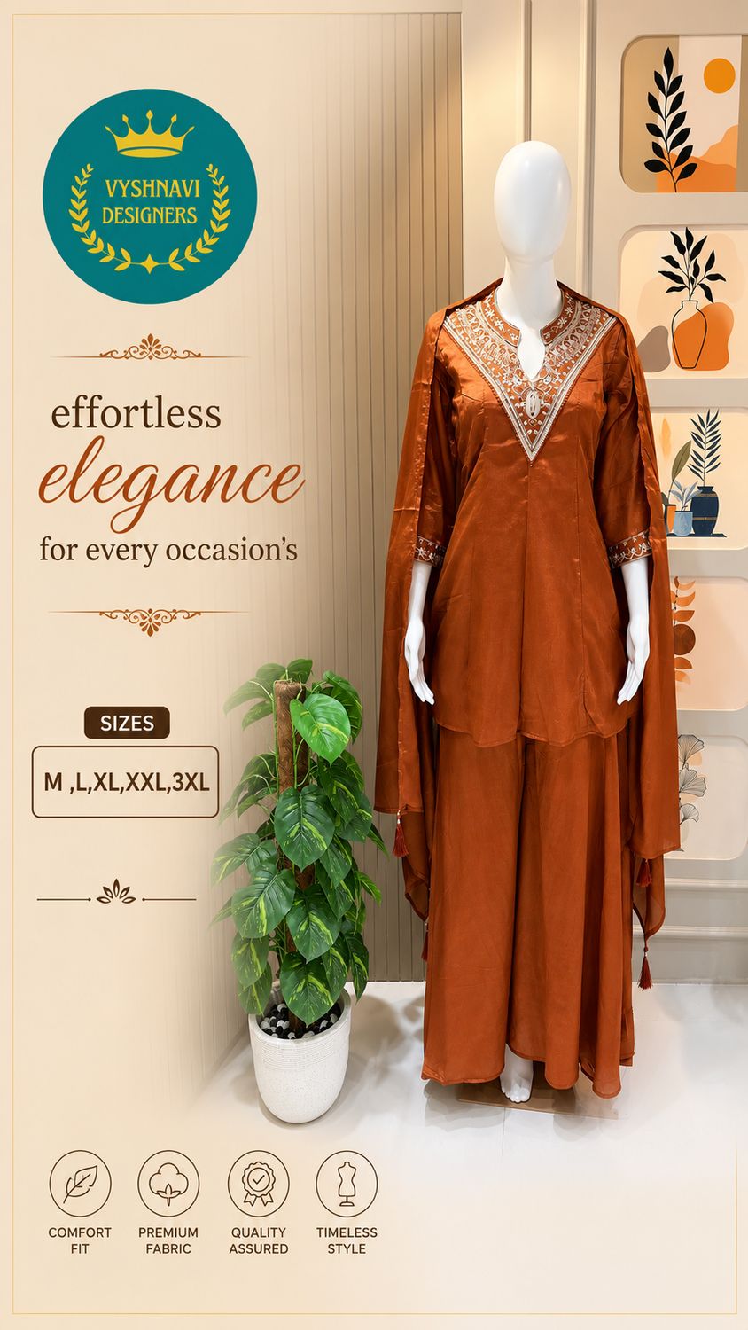 Embroidered Tissue Silk Kurta