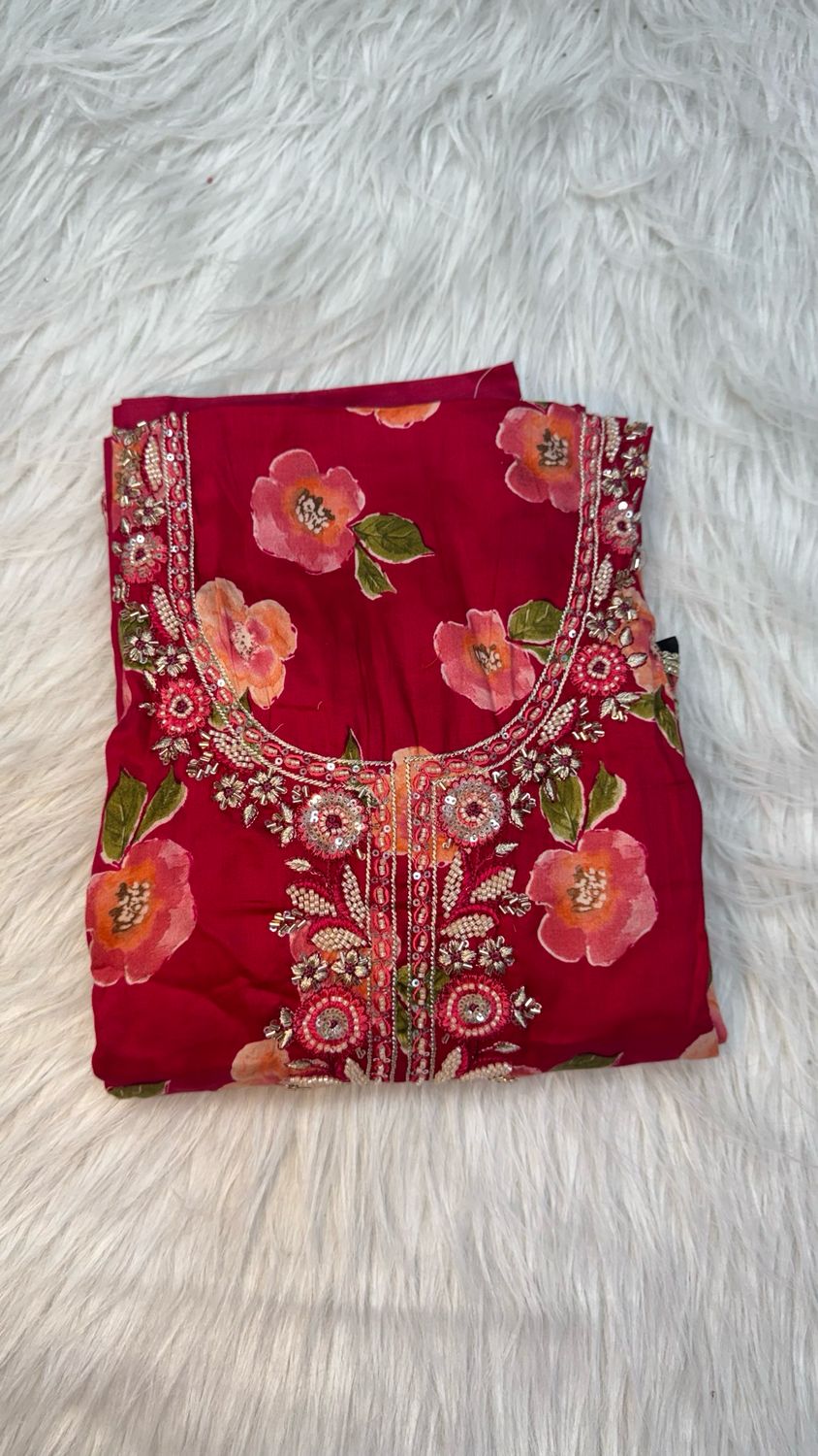 Reyon Dress Material Full Hand Work Yock Part