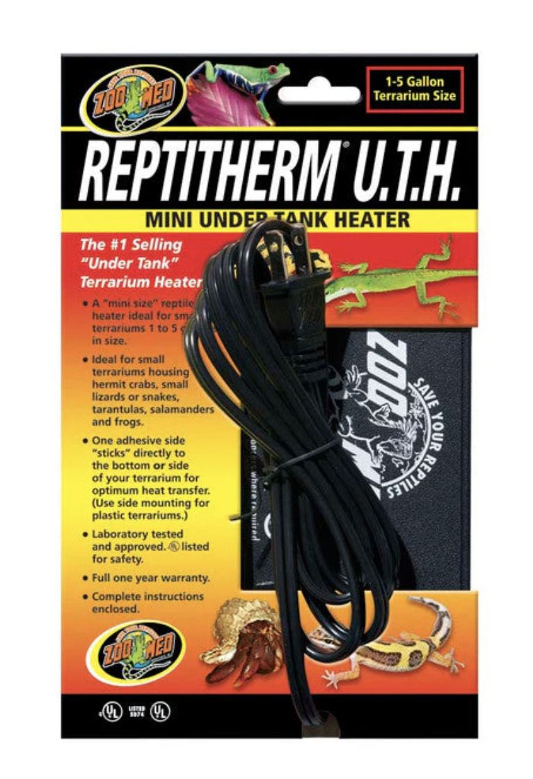 Zoo Med ReptiTherm Under Tank Heater (U.T.H) 1-5 Gallon 4watt 4in X 5in Mini