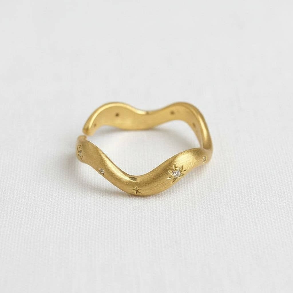 Ellemadera - Irregular Wave Matte Adjustable Ring