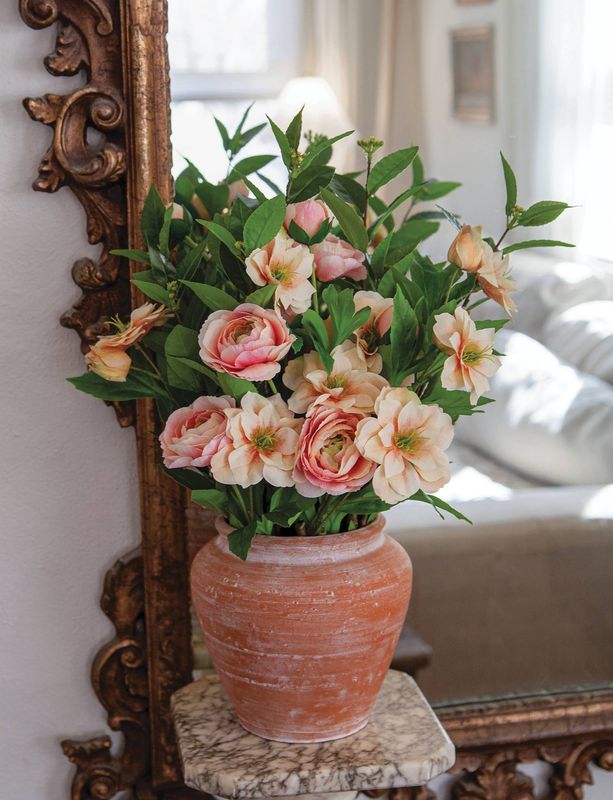 Blushing Peach Peony Spray - 23"H