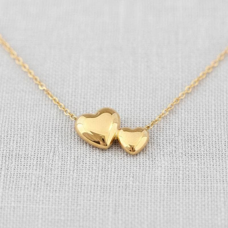 Double Heart Minimalist Pendant Necklace