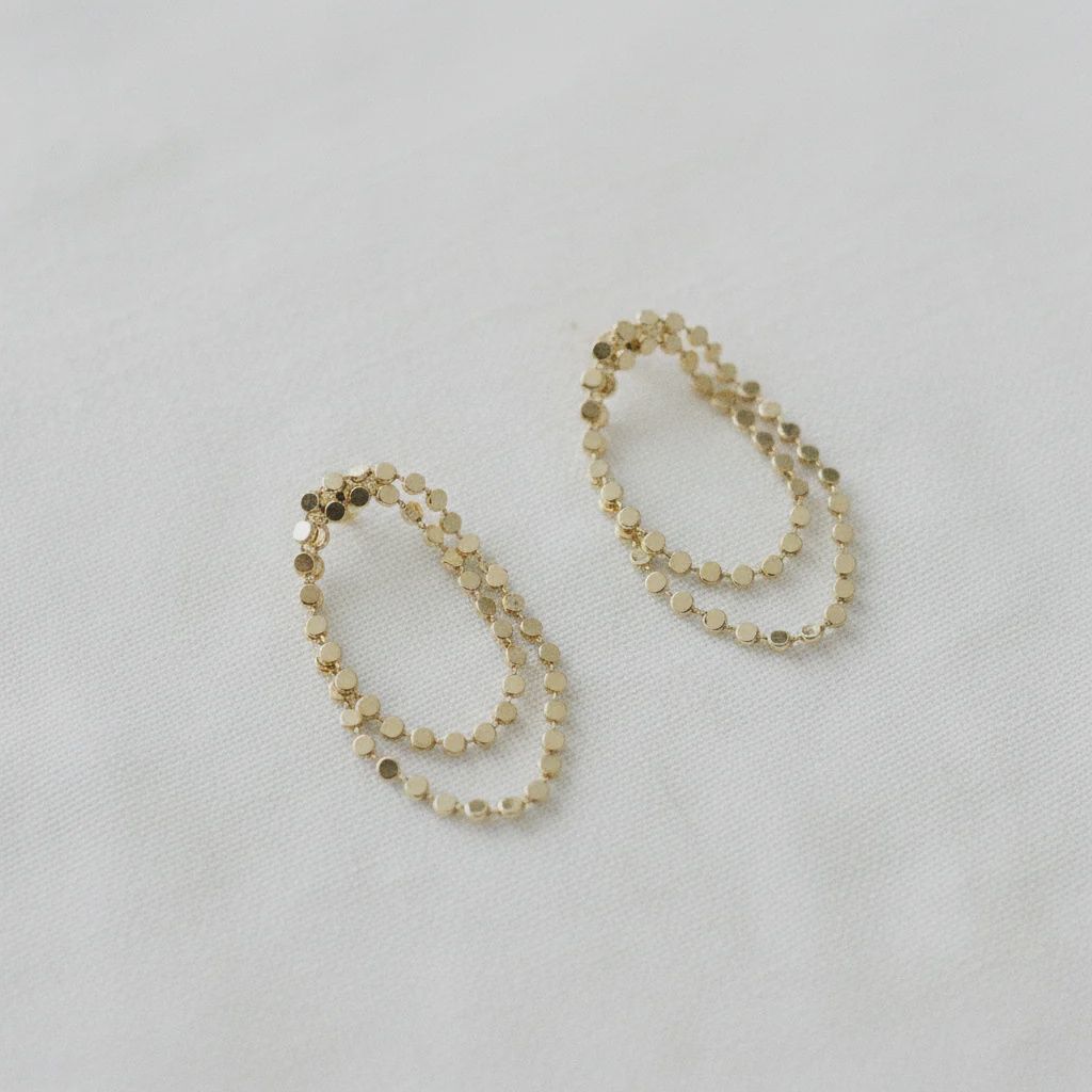 Ellemadera - Geometric Polka Dot Tassel Drop Earrings