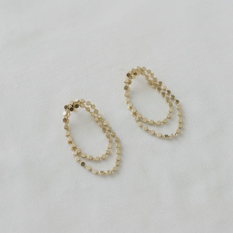 Ellemadera - Geometric Polka Dot Tassel Drop Earrings