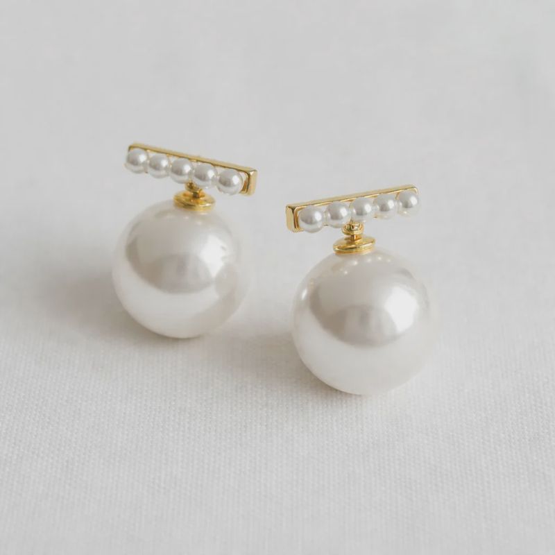 Geometric Pearl-Inspired Drop Earrings
