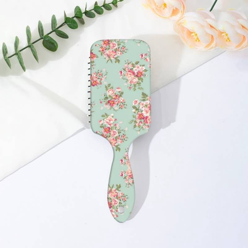LARGE DETANGLE PADDLE HAIR BRUSH COMB, Color: FLOWER A