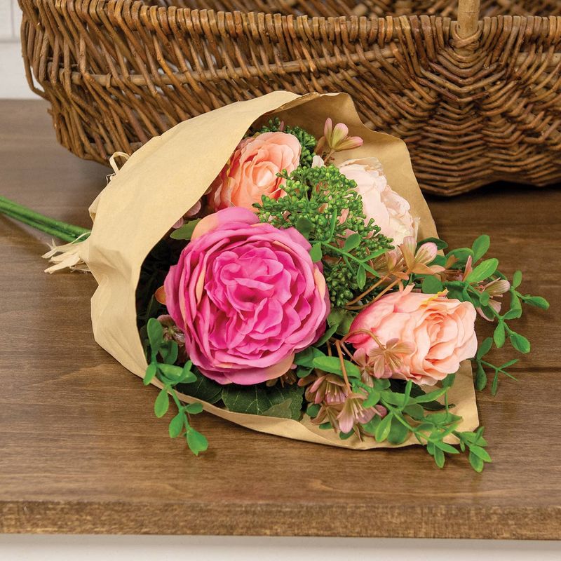 Mixed Cabbage Rose Bouquet - 17.5"