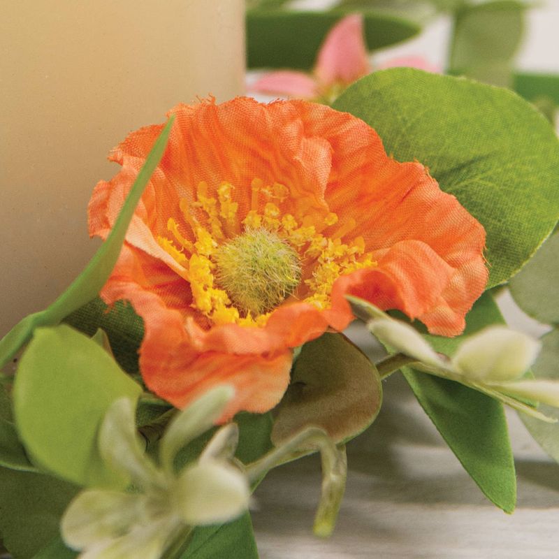Peach Poppy &amp; Wildflower Candle Ring - 3.5"