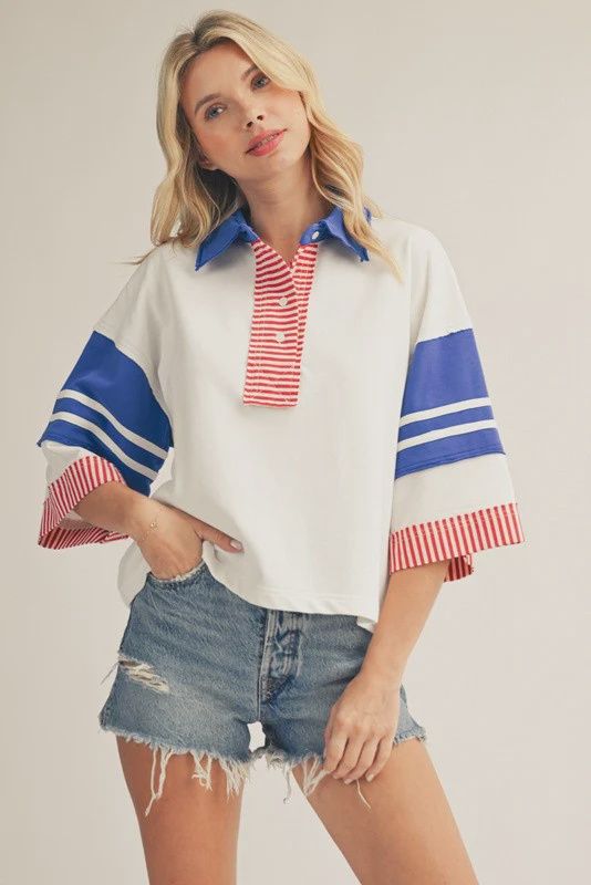 USA Raw Edge Polo Top